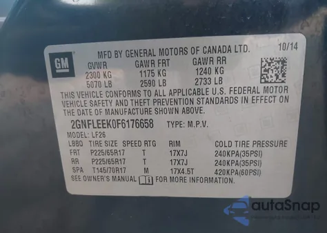 2015 Chevrolet Equinox Ls из США, поврежденный, VIN 2GNFLEEK0F6176658